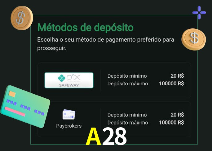 O cassino A28 oferece uma grande variedade de métodos de pagamento